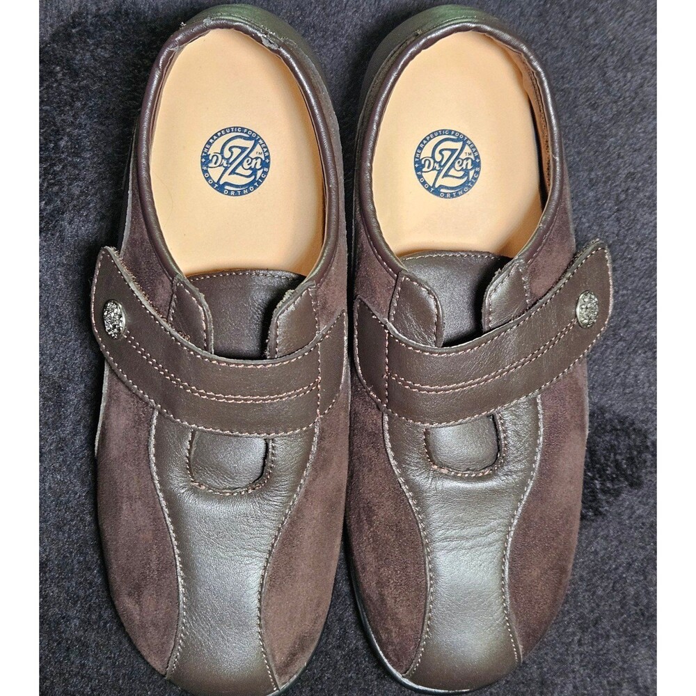 Womens Leather Suede Slip on Brown Loafers Sz 9